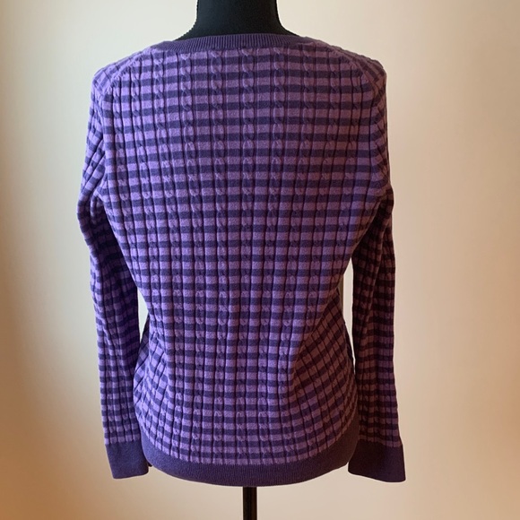 Talbots Purple Plaid Women's Sweater - Picture 4 of 5
